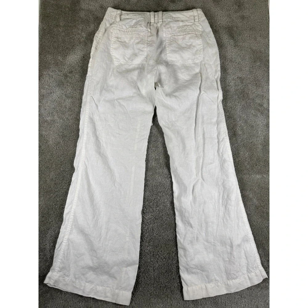Banana Republic Womens White 100% Linen Wide Leg Drawstring Pants Size 6